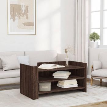 Mesa de centro de madera de ingeniería 100x50x50 cm en color blanco, negro y roble sonoma, ideal para salón o comedor, también como mesa auxiliar o de café
