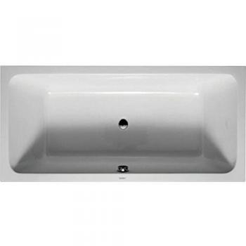 Bañera Rectangular Duravit D-Code 180x80 cm con Desagüe Central y Dos Inclinaciones para Espalda, Color Blanco