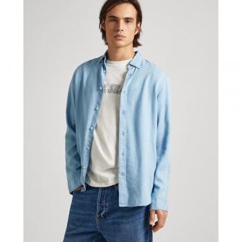 Camisa de hombre Pepe Jeans Petri azul estilo regular fit con cuello clásico