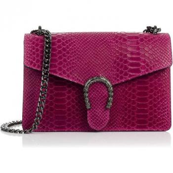 Firenze Artegiani. Luce Bolso de mano Mujer.Piel auténtica Gamuza Grabado Serpiente . Made in Italy. Vera Pelle Italiana