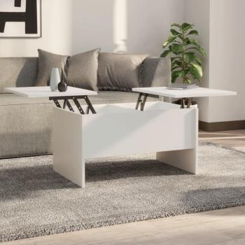 Mesa de salón blanca 80x50x42,5 cm en madera contrachapada multicapa