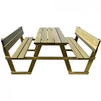 vidaXL Mesa de picnic con respaldo y madera de pino impregnada