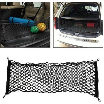 JTDEAL Coche Tronco de Almacenamiento Neto, Flexible Elástico de Nylon Rear Organizador de Carga, Coche Tronco Carga Equipaje Neto Soporte para Coche con 4 Ganchos