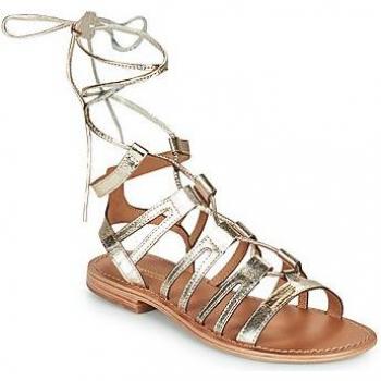 Sandalias Gladiadoras de Cuero Metalizado Oro Hercule para Mujer - Les Tropéziennes par M. Belarbi