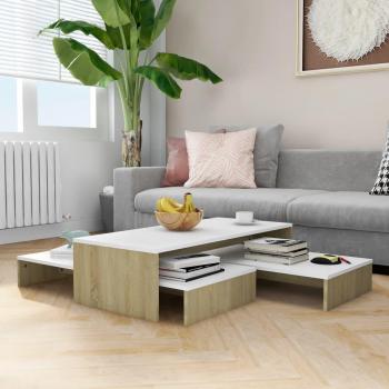 Set de mesas de centro apilables 100x100x26,5 cm en colores Blanco, Negro y Gris; Mesita de Salón o Comedor o Auxiliar Mesa de Café Meuble Salón; Mesas de centro apil