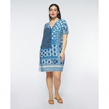 Vestido tipo pareo de bañador estampado en tonos azules