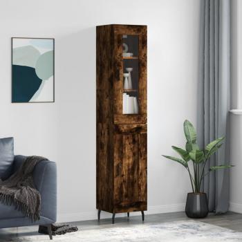 Aparador de madera contrachapada roble ahumado 34,5x34x180 cm