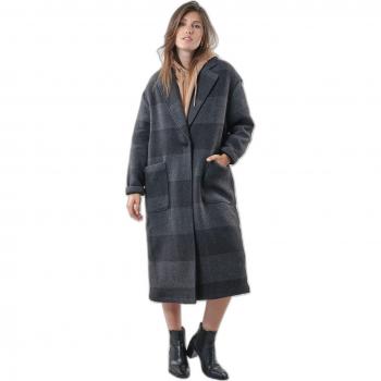 Deeluxe Gaby Women's Long Striped Coat in Black and Gray