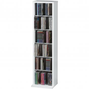 VCM Elementa-Estantería para 102 CDs, Color Blanco, Simulación de la Textura de Madera