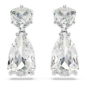 Pendientes Mesmera de Swarovski, bañados en rodio con cristales blancos de tallas mixtas engastados