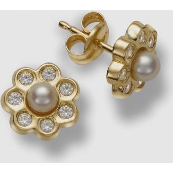 Pendientes de oro con perlas y diseño floral exclusivo en El Corte Inglés