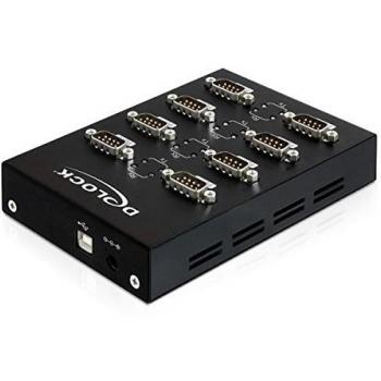 Adaptador USB 2.0 a 8 puertos RS-232 DeLOCK 61860 - Conector A, negro, compatible con Windows
