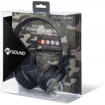 Meliconi SPEAK DENIM - Auricular estéreo plegable con micrófono y tecla para responder llamadas o controlar la música