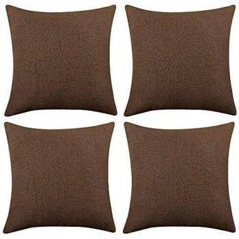Deconovo Fundas Cojines de Lino Artificial, Suave suntuoso, 4 Piezas 40 x 40 cm Lino Oscuro