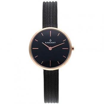 Reloj analógico para Mujer de Radiant. Colección Celine. Reloj Bicolor en Negro y Oro Rosa con Malla milanesa y Esfera en Negro con Detalles en Oro Rosa. 3ATM. 32mm. Referencia RA522605.