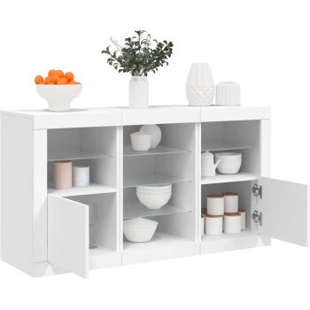 Aparador con luces LED vidaXL 123x37x67 cm Mueble de Almacenaje de Salón Buffet Armario Auxiliar Armario de Almacenamiento Blanco