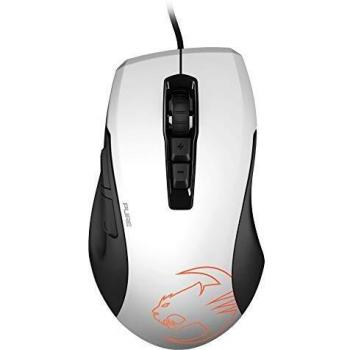 Mouse Gaming ROCCAT Kone Pure Óptico 12K DPI RGB Blanco con Botón Lateral y Cable Trenzado