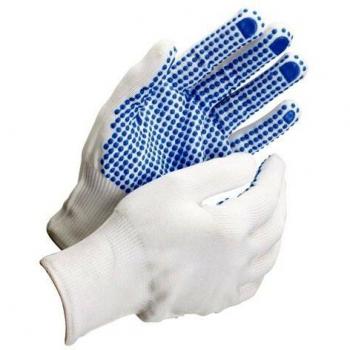 Wolfpack 15031008 Guantes de nylon, puntos PVC, ES 6, color azul