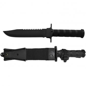 Electropolis Cuchillo de Supervivencia AITOR Jungle King I Negro, Incluye Vaina Negra, con Tarjeta Multiusos y pañuelo Desenfunda de Regalo