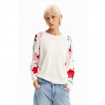 Desigual Elegant Crew Neck Sweater with Contrast Details - L