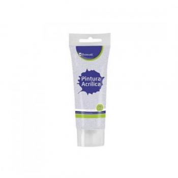 Bote pintura acrílica 75 ml plata con glitter Bismark 328673