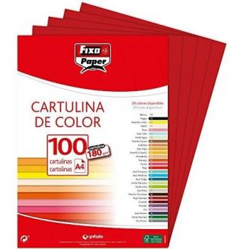 Fixo paper 11110456 z paquete de cartulinas a4 z 100 unidades color rojo carmin 180g