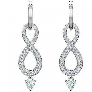 Swarovski Pendientes Swarovski Infinity, blanco, baño de rodio