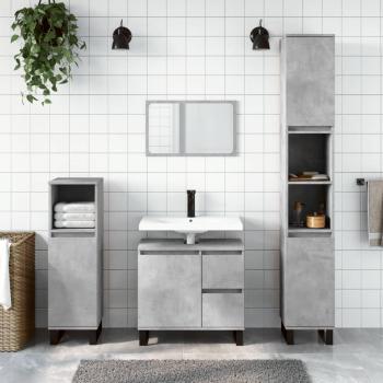Set de Muebles de Baño 3 Piezas de Hormigón y Madera Gris Multicapa