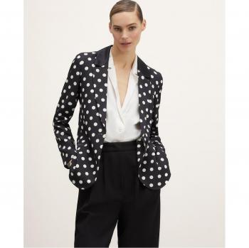 Blazer con botonadura simple estampado de lunares