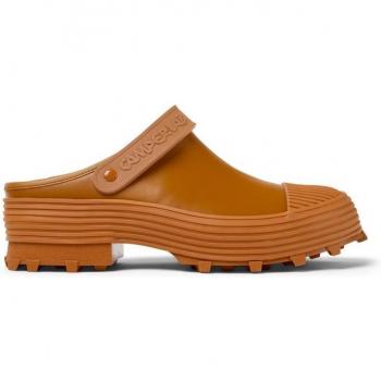 Camperlab Traktori - Unisex Brown Vulcanized Leather Clogs, Size 44