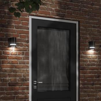 Aplique exterior de aluminio fundido negro con diseño troquelado