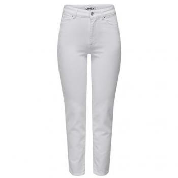 Only Emily High-Waisted Stretch Jeans for Women in White, Size 32W x 34L