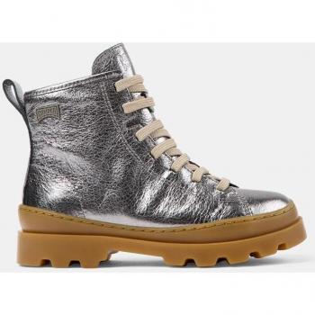 Camper Brutus Grey Leather Ankle Boots for Girls, Size 27