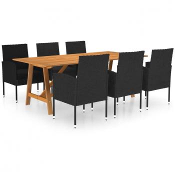 Juego de comedor de jardín 7 piezas negro