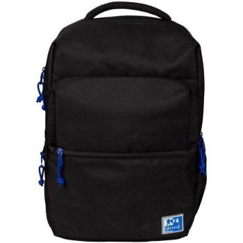 Mochila Oxford B-Ready Escolar Negra RPET con Tirantes Acolchados y Ajustables, 12 Compartimentos, 28 Litros de Capacidad, Tamaño 42x30x15cm