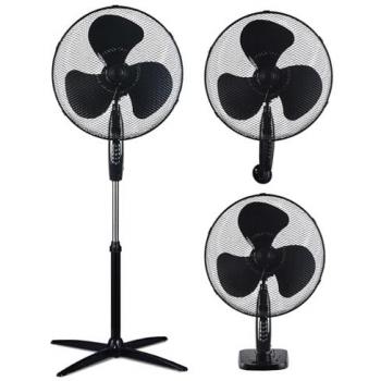 Ventilador Multifunción 3 en 1 Silencioso de Pie, Sobremesa y Pared | 3 Velocidades | 45W | Fijo/Ratativo | Ø43 x 125 cm (Negro)