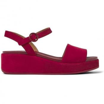 Sandalias de cuña Camper Lara Tie en color burdeos con cierre de hebilla