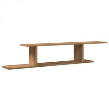 Estante de Pared para TV de Madera Roble Artesanal 125x18x23 cm, Unidad de Entretenimiento Flotante