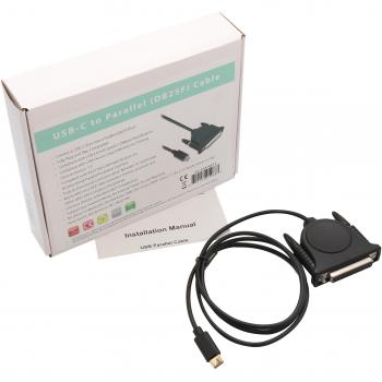 IO Crest sd-ada10012 a Paralelo DB25 Hembra para Impresora USB Type-C Cable – Negro
