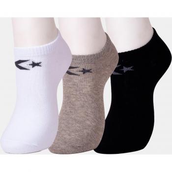 Converse - Pack 3 pares de calcetines cortos unisex Basic Low Cut Converse, colores negro, gris y blanco, tallas 35-38