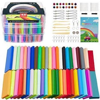 Vindany Arcilla Polimérica 46 Bloques de Modelado de Color Arcilla 1.28KG/2.80LB de Horno Suave Hornear Arcilla con Herramientas de Modelado DIY Artesanía Arcilla Set para Niños Regalo