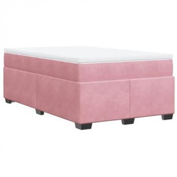 Cama Box Spring con Colchón Terciopelo Rosa 120x190 cm