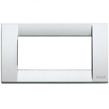 Cofre Eléctrico Vimar de 4 Módulos con Placa Clásica en Color Plateado