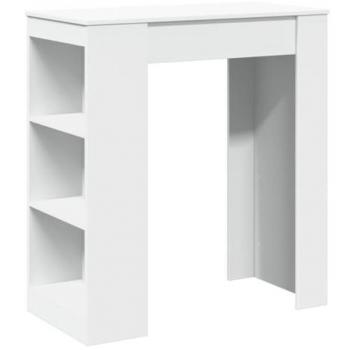 Mesa Alta de Bar con Estantes de Madera Ingeniería Blanca 95x47x103,5 cm