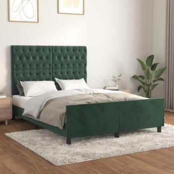Cabecero de terciopelo verde oscuro con estructura de cama 140x200 cm Vidaxl