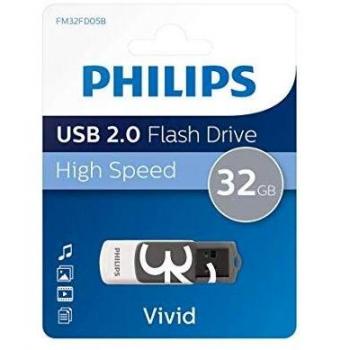 Philips FM32FD05B Vivid Edition - Memoria USB de 32 GB en gris y blanco con diseño moderno