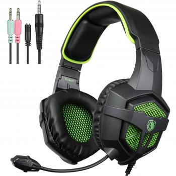 Sades Cascos con Microfono para PC auriculares gamer cascos gaming PS4 Xbox 360 Móvil MP3 PC Modelo SA-807 3.5mm