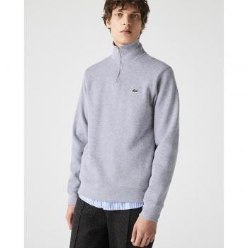 Lacoste Men's Half Zip Cotton Sweatshirt - Silver Chine - Size XXL