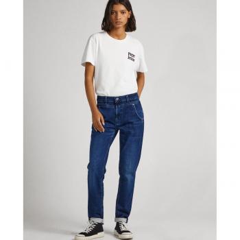 Pepe Jeans Women's Mid-Rise Distressed Denim Straight Leg Jeans - Carey Model