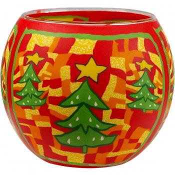 HIM Red Green Christmas Tree - Portavelas candelabros de cristal, 9 x 11 cm, color multicolor
